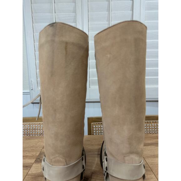 Dingo Women's Bronco Suede Leather Boot Harness Natural Cream Sz 11 New w/ Flaws - Picture 12 of 16